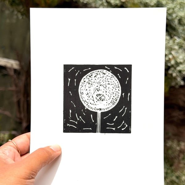 'Dandelion Seed II' A5 Graphic Linocut Print on Fine Art Printmaking Paper