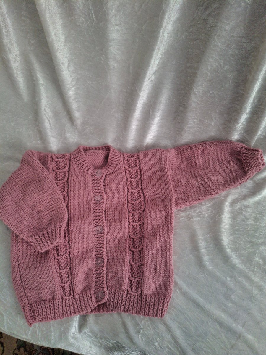 24 Inch Dusky Pink Round Neck Cardigan