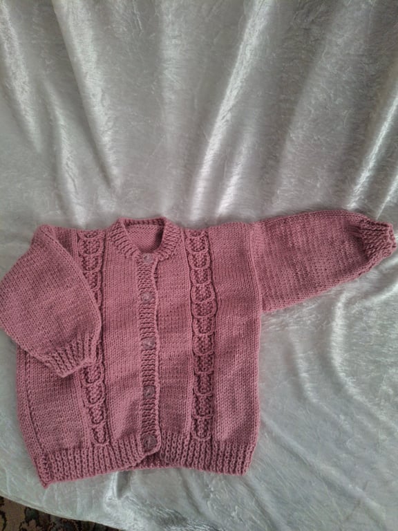 24 Inch Dusky Pink Round Neck Cardigan