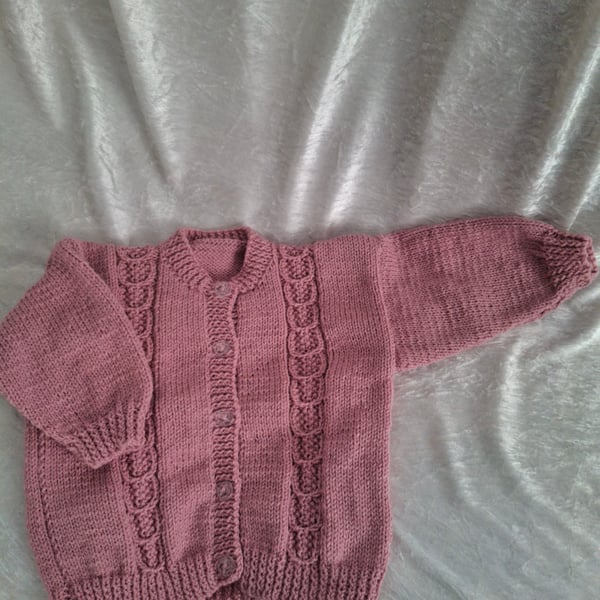 24 Inch Dusky Pink Round Neck Cardigan