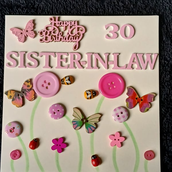 Sister-in-law 30th birthday card 