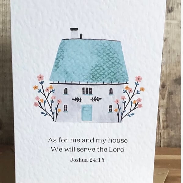 Christian New home card Bible verse blank inside Joshua 24:15