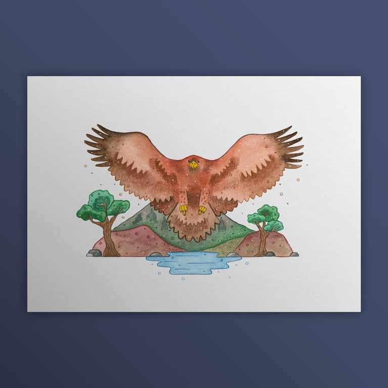 Golden Eagle aka The Gold Squarken, Scotland's Big 5, A4 art print