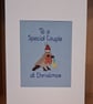 Handmade Cross Stitch Special Couple Christmas Card – Festive Robin – 8 x 6 Inch - Image 2