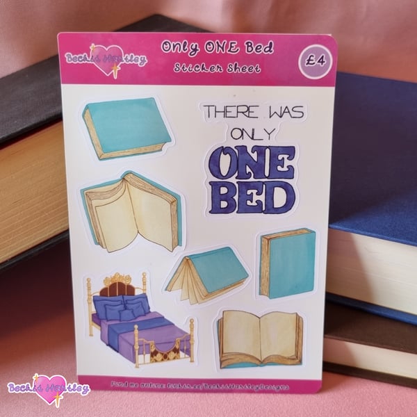 Only One Bed Sticker Sheet - Bookish Gifts, Stationery, Stickers