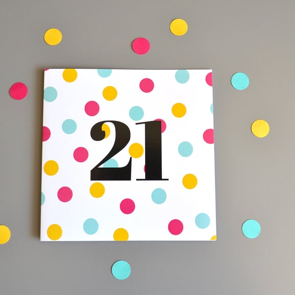 21st Birthday Card for Her - 21 - Twenty-one - Twenty first Birthday Card