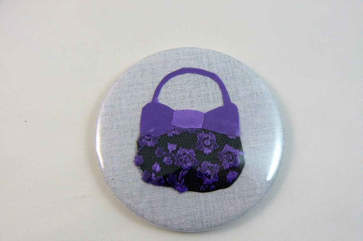  pocket mirror with pouch (purple handbag)