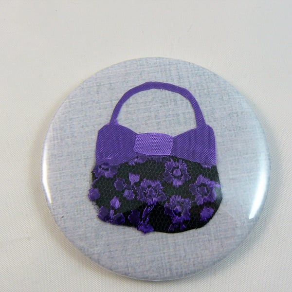  pocket mirror with pouch (purple handbag)