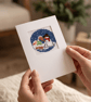 Handmade Cross Stitch Christmas Card, Festive Snowman in Snow Greeting Card