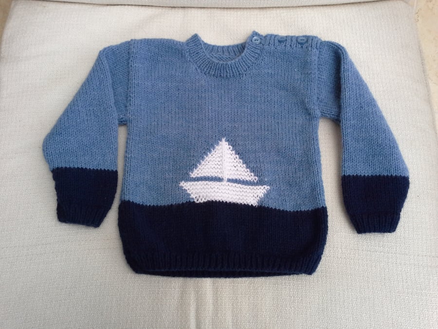 Baby's Long Sleeved Jumper with Boat Design