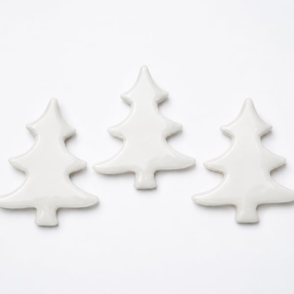 Pack of 3 white trees made with Bullseye 90coe glass