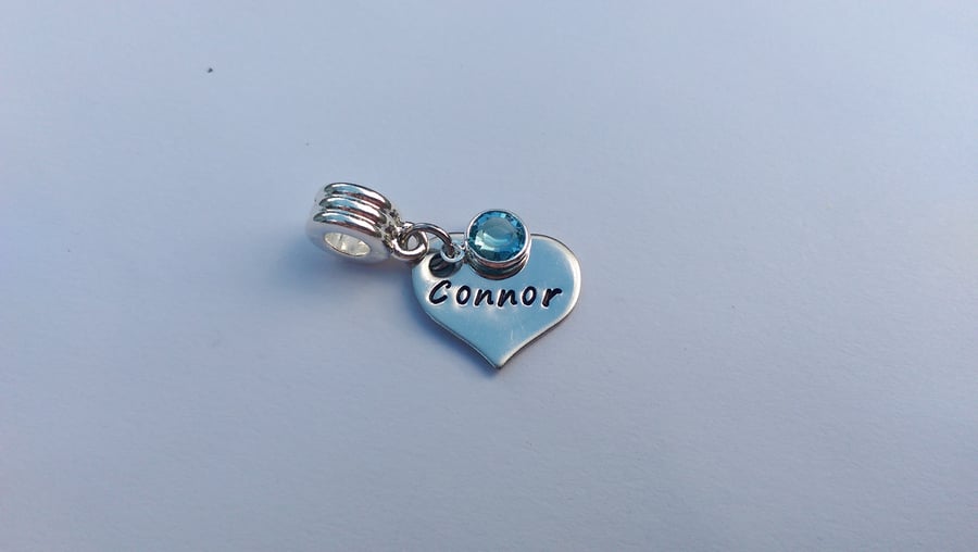 Hand Stamped personalised bracelet charm