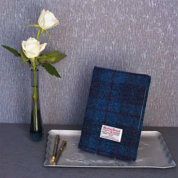 Harris tweed covered A5 notebook journal blue and purple diary