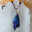 Blue Aura  Black Kyanite Necklace
