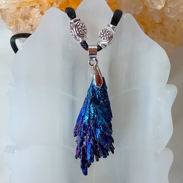 Blue Aura  Black Kyanite Necklace