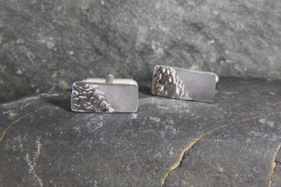 Reflections on the Sea Sterling Silver Rectangular Cufflinks 