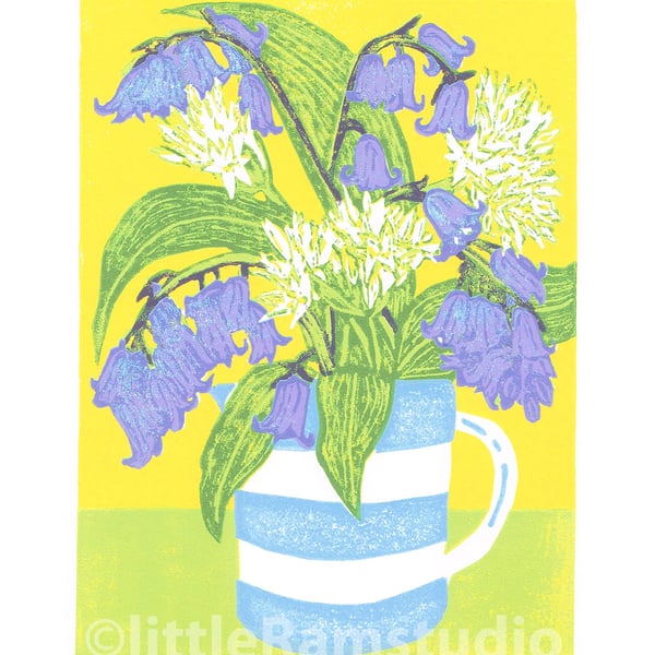 Bluebells & Ramsons - Limited edition Linocut Print