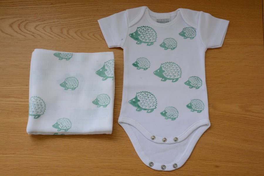 Baby Gift Set -  Hedgehogs (Aquamarine)