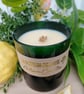 Artisan Sparkling Lemon Soy Wax Candle Emerald Glass Jar Botanical Gift