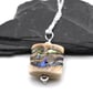 lampwork glass pendant necklace, ivory and silver