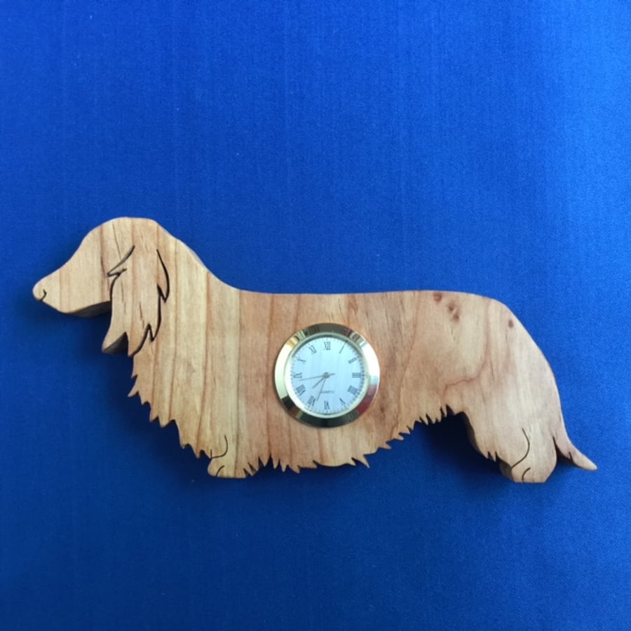 Shaped Long Haired Dachshund Clock 