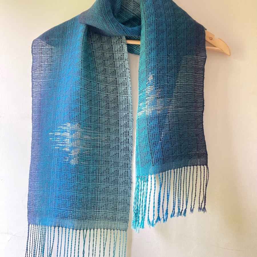 Whitby Moonlight Cotton, Silk and Linen Handwoven Scarf