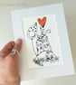 Two Houses with heart illustration, Giclee print - Image 2
