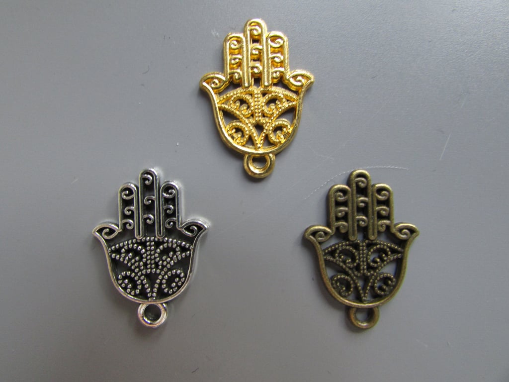 Hamsa Hand of Fatima Tibetan Jewellery Charm x 2