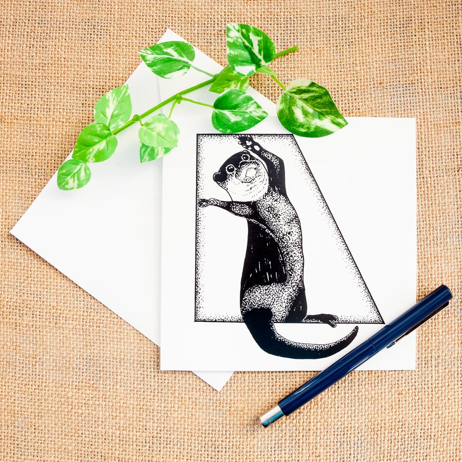 Adorable and Funny Otter Greetings Card Otter Gift Birthday Card
