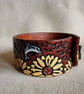 Handmade Leather Bracelet with a Surreal Design. Dolphins and Sunflowers - Image 8