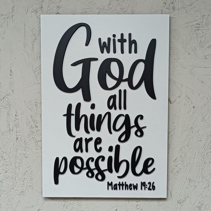 With God All Things Are Possible bible verse, Christian wall décor