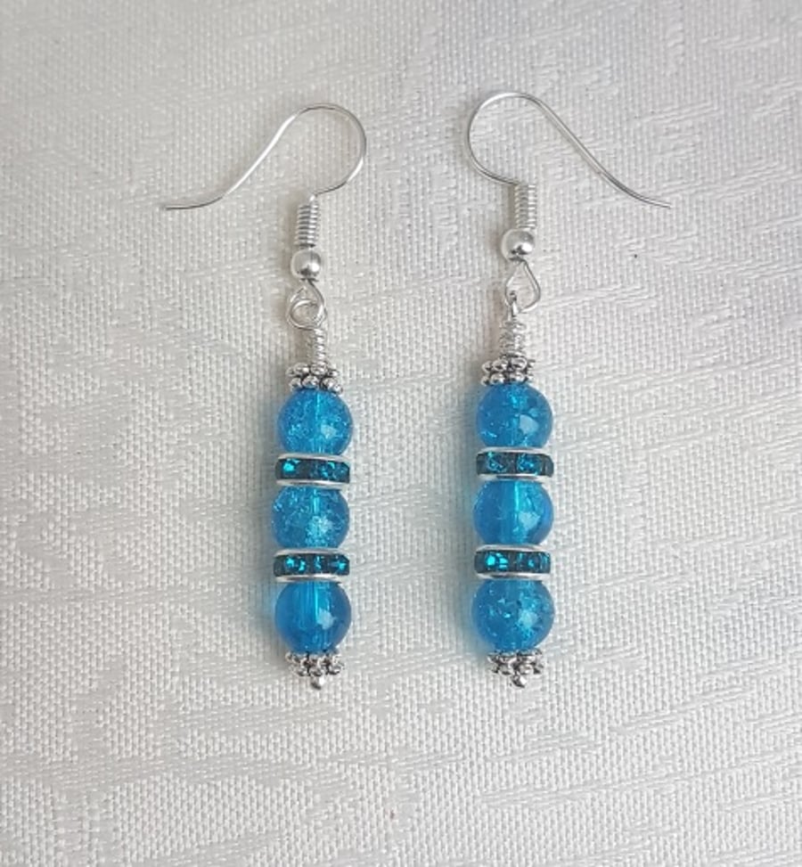 Beautiful Blue Glass Bead Earrings