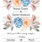 Blush & Blue Bloom Evening Wedding Invitation, Floral Invite, Handmade Envelope