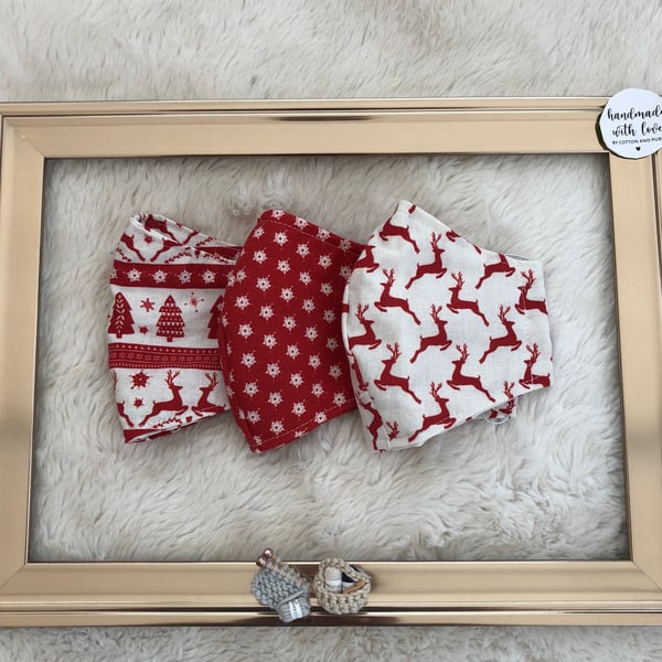 Handmade Christmas Face Mask.100%Cotton