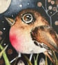 Whimsical Moon Gazing Robin Moonlight Art Print - Image 3