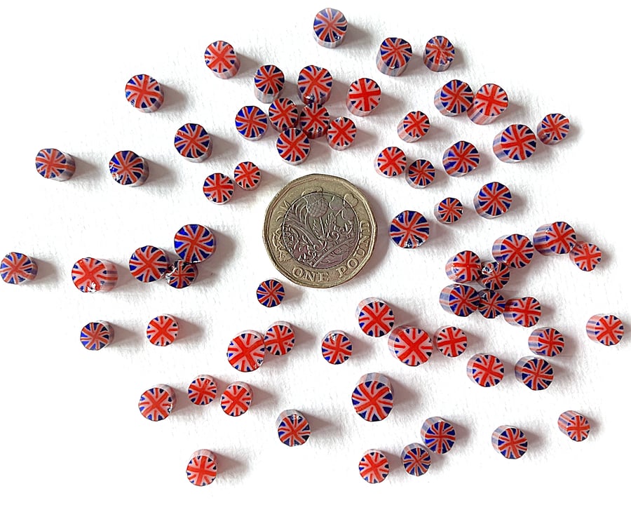 20g Union Jack murrini made with Bullseye 90coe glass