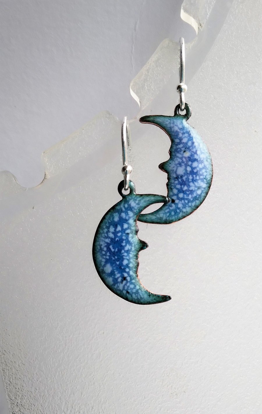 Crescent moon earrings in enamelled copper 232