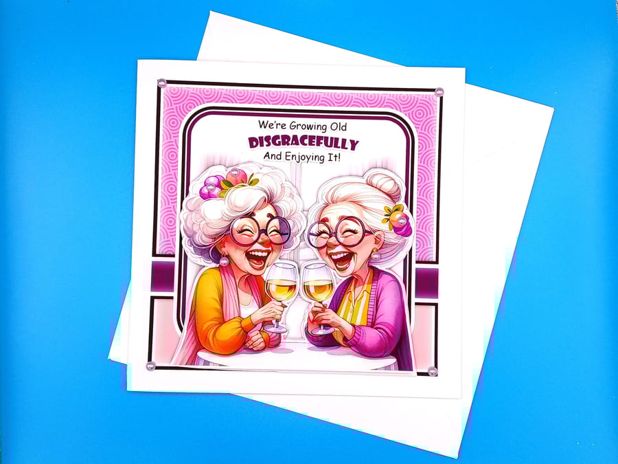 Funny Birthday Card,Friend, Decoupage 