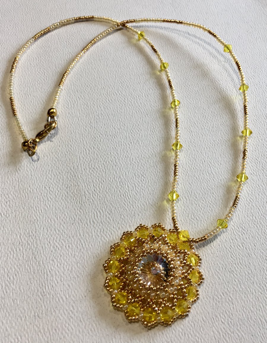 Yellow and gold crystal necklace