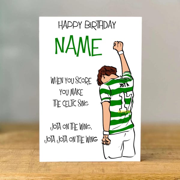 Personalised Jota Football Birthday Card, mum, dad, grandad, gran, son, daughter