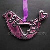 ceramic folk art  purple bird decoration 