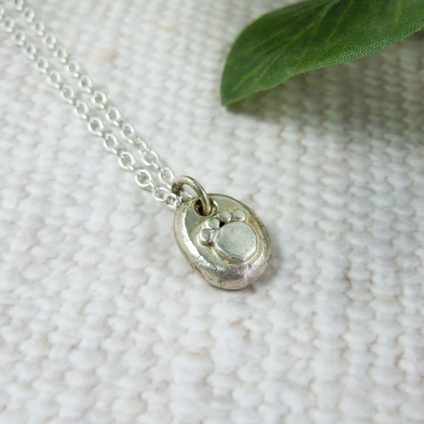 Silver Paw Print Necklace