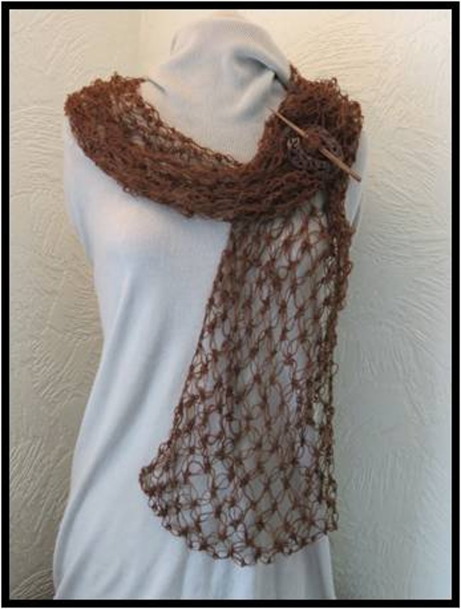 Chestnut Alpaca lace scarf