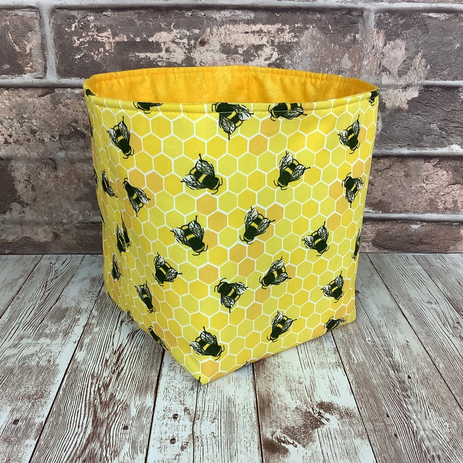 Bees Honey Bees Fabric Basket, Storage bin, Bumble Bees, Handmade