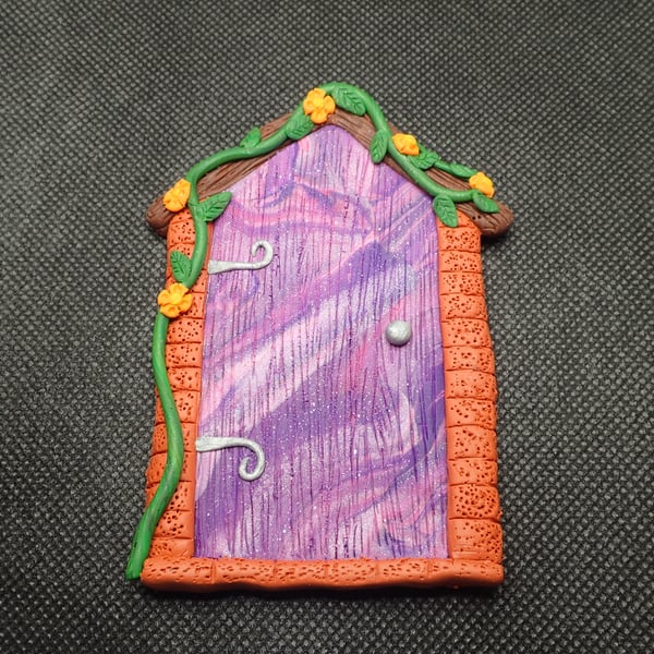 Purple polymer clay fairy door