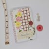 Sewing needle case in pink with reclaimed embroidery