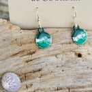 Hand enamelled earrings on sterling silver ear hooks 