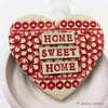 Ceramic heart hanging decoration Pottery Heart  Home Sweet Home Flower pattern