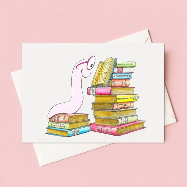 Bookworm Greeting Card: Book Lover Birthday Card (203)