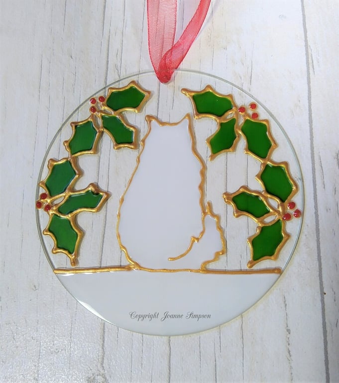 Christmas Maine Coon sun catcher decoration